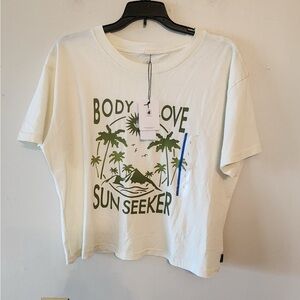 Body Glove Sunseeker Rash Guard Short Sleeved cropped Shirt Palm Trees size L